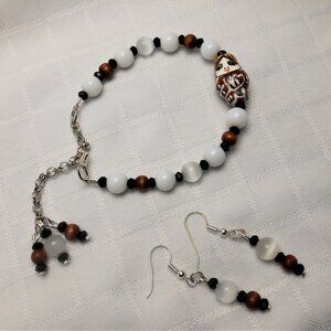 no 821 Handmade jewelry set with Matrioshka bracelet and earrings